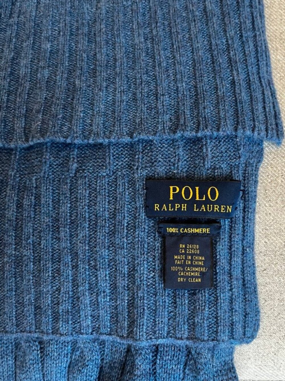 Polo Ralph Lauren Blue Scarf 100% Cashmere - Picture 2 of 6